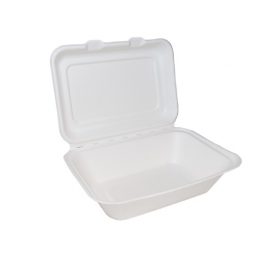 7″x5″ Bagasse Clamshell – White – 2×125