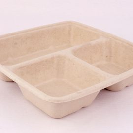 3-Compartment Square Bagasse Containers
