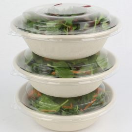 PET Dome Lids 750ml/1000ml/1500ml Round Bagasse Containers