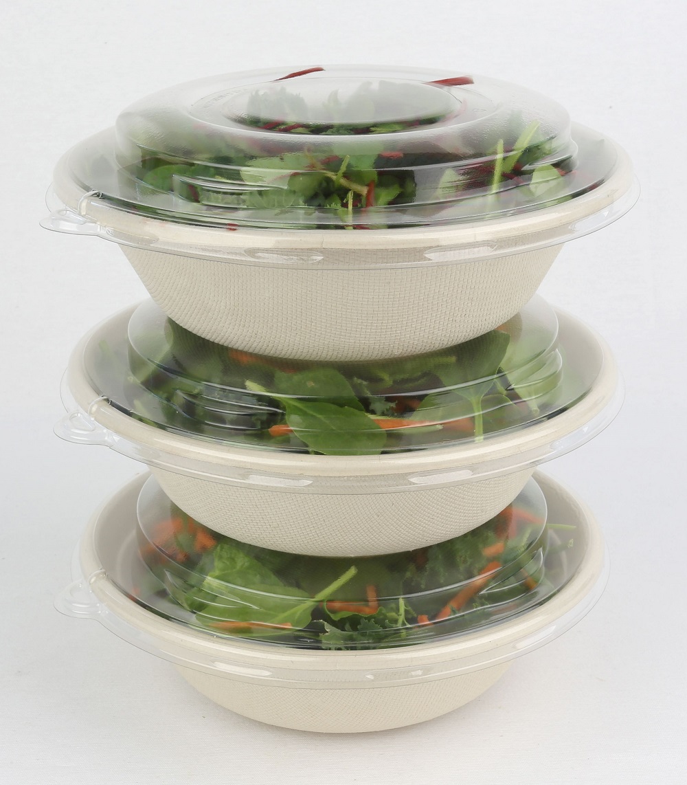 PET Dome Lids 750ml/1000ml/1500ml Round Bagasse Containers