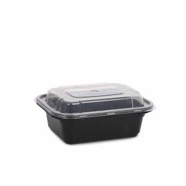 12oz/340ml Rectangle Containers & Lids – Black