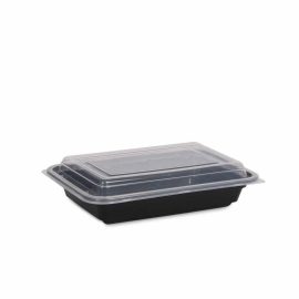 16oz/455ml Rectangle Containers & Lids – Black