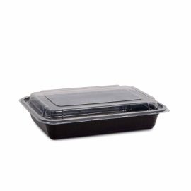 28oz/795ml Rectangle Containers & Lids – Black