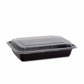 32oz/910ml Rectangle Containers & Lids – Black