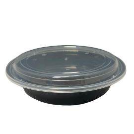 48oz/1420ml Round Containers & Lids – Black