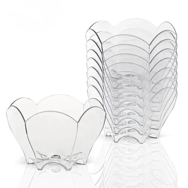 60ml Flower Dessert Cups – Clear Mini Canapé & Dessert Pots - Image 2